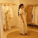 Western Classic Designer Linen Beige Color Long Front Open Loungewear