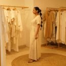 Western Classic Designer Linen Beige Color Long Front Open Loungewear