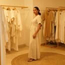 Western Classic Designer Linen Beige Color Long Front Open Loungewear