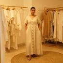 Western Classic Designer Linen Beige Color Long Front Open Loungewear