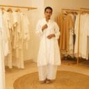 Indian Ethnic Classical Designer White Pure Silk with White Lace, long Sleeves Kurta & Bottom 2 PC Set