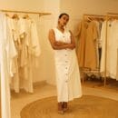 Western Designer Cotton Linen White Sleeveless Front Open Loungewear