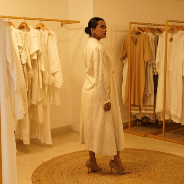 Western Classic Designer Linen Natural Beige Long Loungewear - Image 7