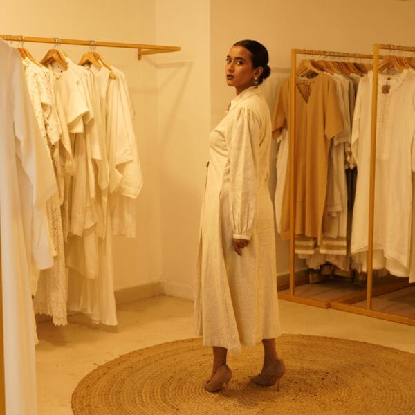 Western Classic Designer Linen Natural Beige Long Loungewear - Image 6