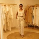 Western Classic Designer 2 Pc Suit Linen Natural Beige Sleeveless Top & Bottom