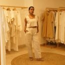 Western Classic Designer 2 Pc Suit Linen Natural Beige Sleeveless Top & Bottom