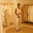 Western Classic Designer 2 Pc Suit Linen Natural Beige Sleeveless Top & Bottom