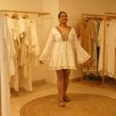 Western Classic Designer White Chikan Dress with Jute Lace Spanish Dress Loungewear