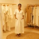 Classic Women Western Designer Linen White Spanish Front Open Loungewear