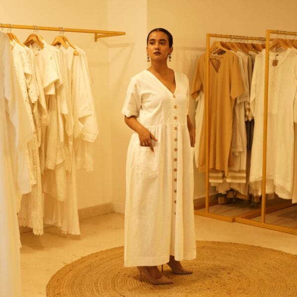 Classic Women Western Designer Linen White Spanish Front Open Loungewear - Image 7