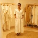 Classic Women Western Designer Linen White Spanish Front Open Loungewear