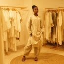 Indian Ethnic Classic Designer Linen Natural Beige 2 Pc Suit - Kurta & Afghani Salwar