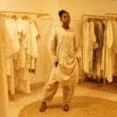 Indian Ethnic Classic Designer Linen Natural Beige 2 Pc Suit - Kurta & Afghani Salwar