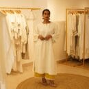 Indian Ethnic Classic Designer Cotton Linen White Kurta & Yellow Bottom- 2 PC Suit