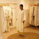 Indian Ethnic Classic Designer Cotton Linen White Kurta & Yellow Bottom- 2 PC Suit