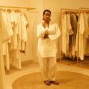 Ethnic Classic Designer Linen White 2 PC Suit V Neck Kurta & Bottom Salwar