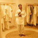 Ethnic Classic Designer Linen White 2 PC Suit V Neck Kurta & Bottom Salwar