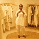 Ethnic Classic Designer Linen White 2 PC Suit V Neck Kurta & Bottom Salwar