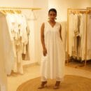 Indian Classic Ethnic Designer 2 PC Suit Cotton White Sleeveless Kurta & Bottom