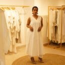 Indian Classic Ethnic Designer 2 PC Suit Cotton White Sleeveless Kurta & Bottom