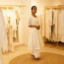 Indian Ethnic Classic Designer Linen White Kurta & Bottom 2 PC Suit