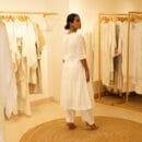 Indian Ethnic Classic Designer Linen White Kurta & Bottom 2 PC Suit