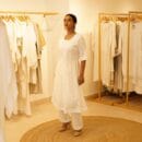 Indian Ethnic Classic Designer Linen White Kurta & Bottom 2 PC Suit