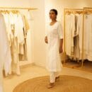 Indian Ethnic Classic Designer Linen White Kurta & Bottom 2 PC Suit