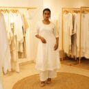 Indian Ethnic Classic Designer Linen White Kurta & Bottom 2 PC Suit