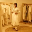 Ethnic Classical Designer White Pure Silk Indian Kurta Laced with Golden Detailed Borderwork & Matching Bottom