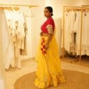 Indian Ethnic Classical Designer Red Silk Choli Top, Yellow Cotton Lehnga Bottom & Chanderi Chunri 3 PC Set