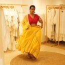 Indian Ethnic Classical Designer Red Silk Choli Top, Yellow Cotton Lehnga Bottom & Chanderi Chunri 3 PC Set