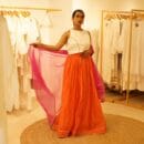 Indian Ethnic Classical Designer Premium Silk White Choli Top, Orange Lehnga Bottom & Pink Chanderi Chunri 3 PC Set