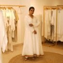 Indian Ethnic Classical Designer White Pure Silk White Long V Neck Loungewear Dress