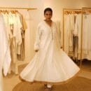 Indian Ethnic Classical Designer White Pure Silk White Long V Neck Loungewear Dress