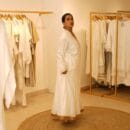 Indian Ethnic Classical Designer White Pure Silk White Long V Neck Loungewear Dress