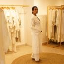 Indian Ethnic Designer 2 PC Suit Cotton Linen White Kurta Top & Bottom