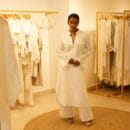 Indian Ethnic Designer 2 PC Suit Cotton Linen White Kurta Top & Bottom