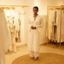 Indian Ethnic Designer 2 PC Suit Cotton Linen White Kurta Top & Bottom