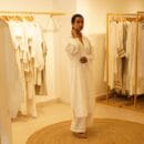 Indian Ethnic Designer 2 PC Suit Cotton Linen White Kurta Top & Bottom