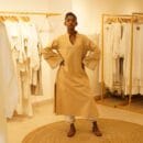 Classic Ethnic Designer Premium Cotton Golden Beige Top Kurta & Linen Bottom 2 Pc Set